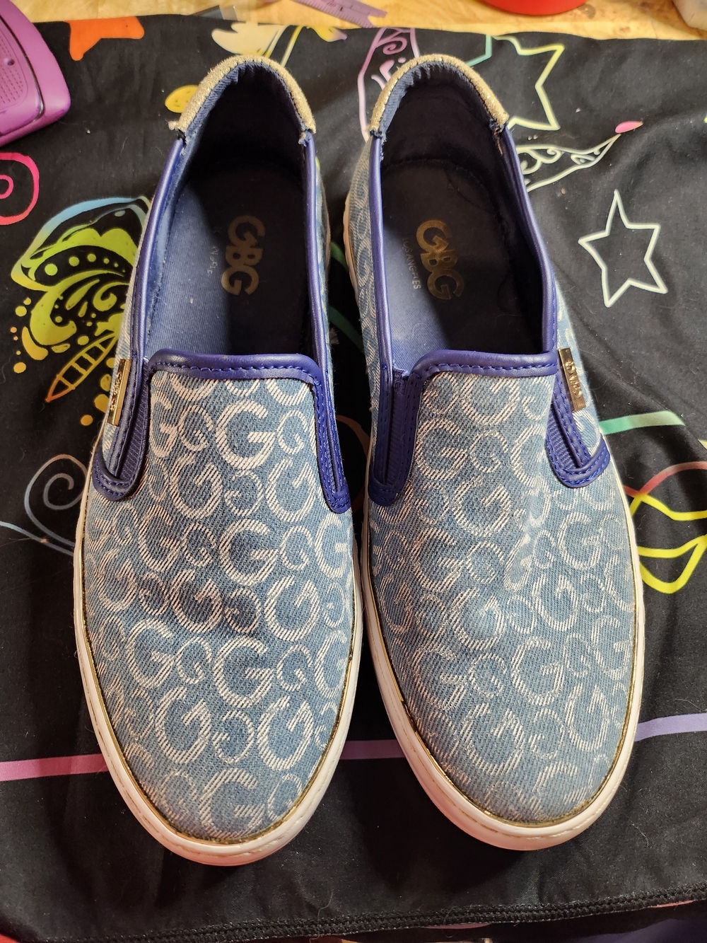 G by Guess Denim Logo Slip-On Sneakers in Blue